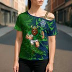 Canberra Raiders Rugby Cross Shoulder Shirt Fierce Mascot Geometric Tribal Art