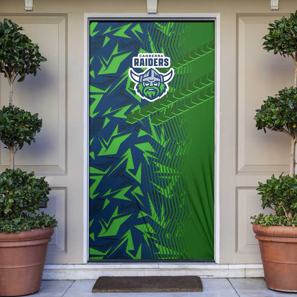 Canberra Raiders Rugby Door Cover Fierce Mascot Geometric Tribal Art
