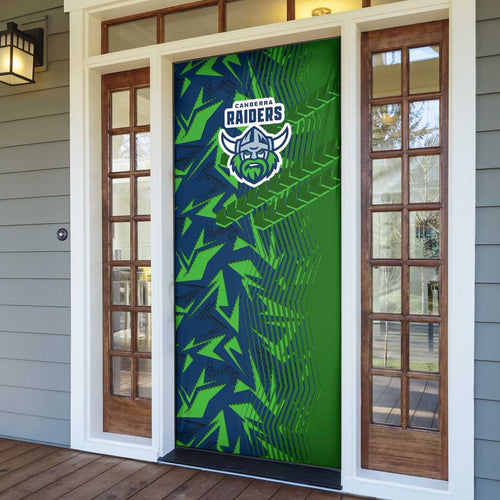 Canberra Raiders Rugby Door Cover Fierce Mascot Geometric Tribal Art