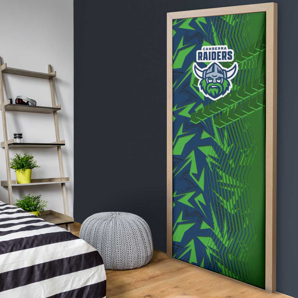 Canberra Raiders Rugby Door Cover Fierce Mascot Geometric Tribal Art