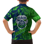 Canberra Raiders Rugby Family Matching Mermaid Dress and Hawaiian Shirt Fierce Mascot Geometric Tribal Art