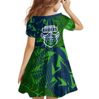 Canberra Raiders Rugby Family Matching Off Shoulder Maxi Dress and Hawaiian Shirt Fierce Mascot Geometric Tribal Art