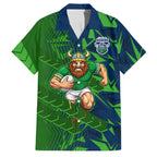 Canberra Raiders Rugby Family Matching Off Shoulder Short Dress and Hawaiian Shirt Fierce Mascot Geometric Tribal Art
