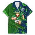 Canberra Raiders Rugby Family Matching Short Sleeve Bodycon Dress and Hawaiian Shirt Fierce Mascot Geometric Tribal Art