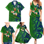 Canberra Raiders Rugby Family Matching Summer Maxi Dress and Hawaiian Shirt Fierce Mascot Geometric Tribal Art