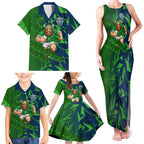 Canberra Raiders Rugby Family Matching Tank Maxi Dress and Hawaiian Shirt Fierce Mascot Geometric Tribal Art