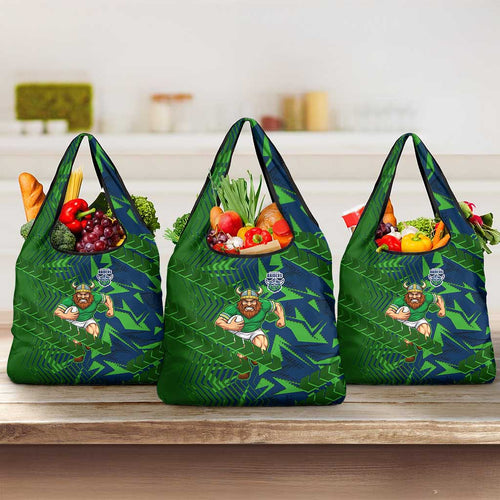Canberra Raiders Rugby Grocery Bag Fierce Mascot Geometric Tribal Art