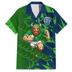 Canberra Raiders Rugby Hawaiian Shirt Fierce Mascot Geometric Tribal Art