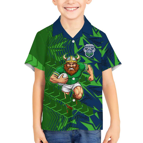 Canberra Raiders Rugby Hawaiian Shirt Fierce Mascot Geometric Tribal Art