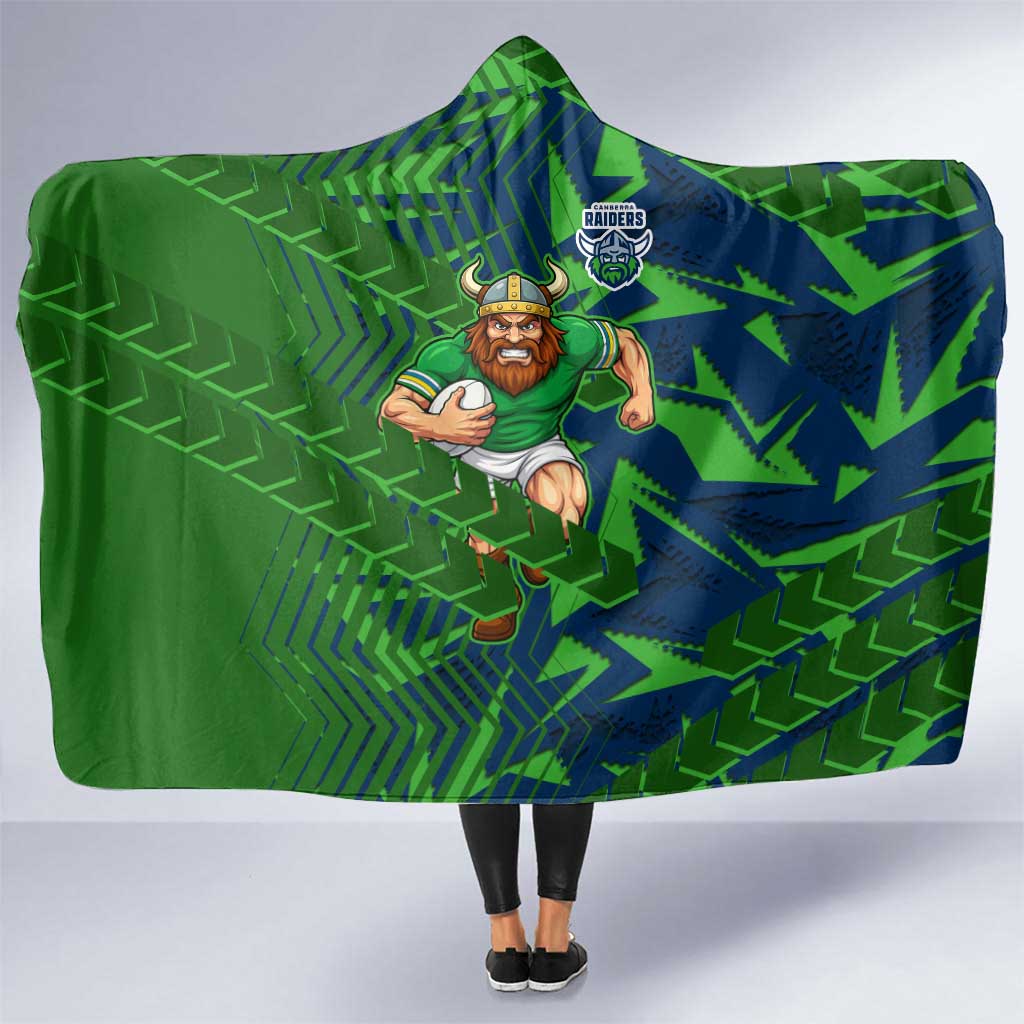 Canberra Raiders Rugby Hooded Blanket Fierce Mascot Geometric Tribal Art