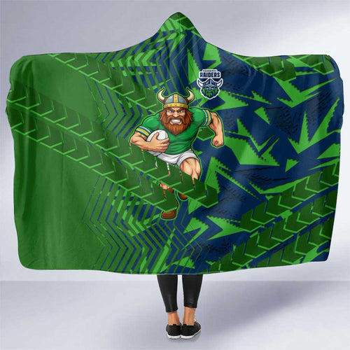 Canberra Raiders Rugby Hooded Blanket Fierce Mascot Geometric Tribal Art