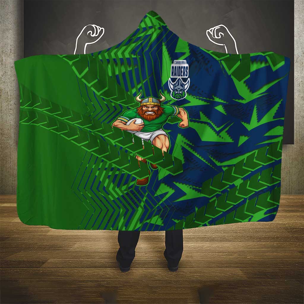 Canberra Raiders Rugby Hooded Blanket Fierce Mascot Geometric Tribal Art