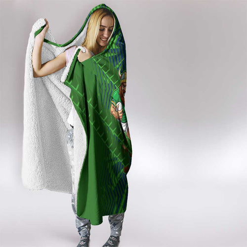 Canberra Raiders Rugby Hooded Blanket Fierce Mascot Geometric Tribal Art
