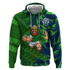 Canberra Raiders Rugby Hoodie Fierce Mascot Geometric Tribal Art