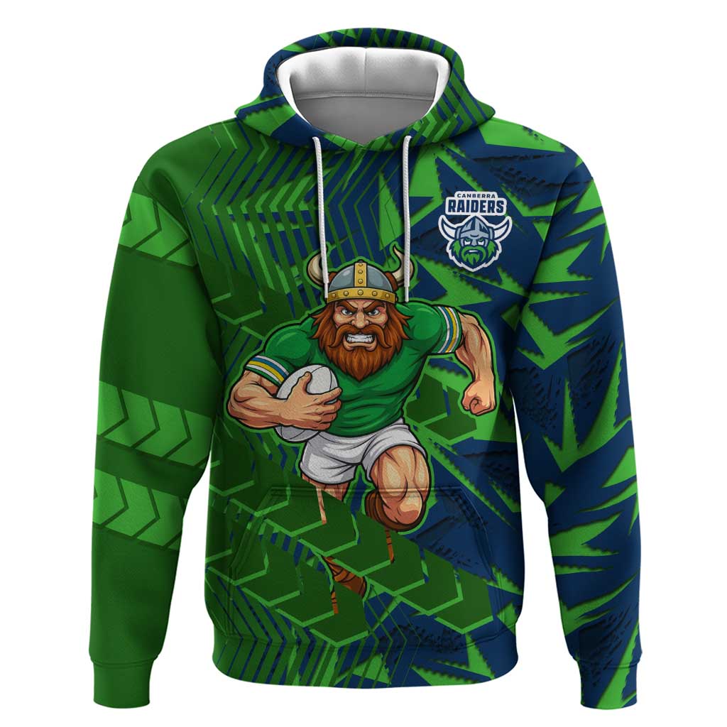 Canberra Raiders Rugby Hoodie Fierce Mascot Geometric Tribal Art