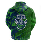 Canberra Raiders Rugby Hoodie Fierce Mascot Geometric Tribal Art