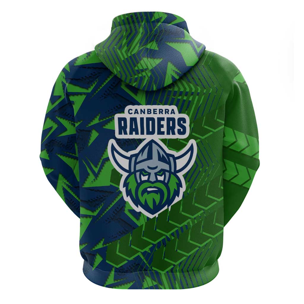 Canberra Raiders Rugby Hoodie Fierce Mascot Geometric Tribal Art