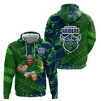 Canberra Raiders Rugby Hoodie Fierce Mascot Geometric Tribal Art