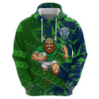 Canberra Raiders Rugby Hoodie Fierce Mascot Geometric Tribal Art
