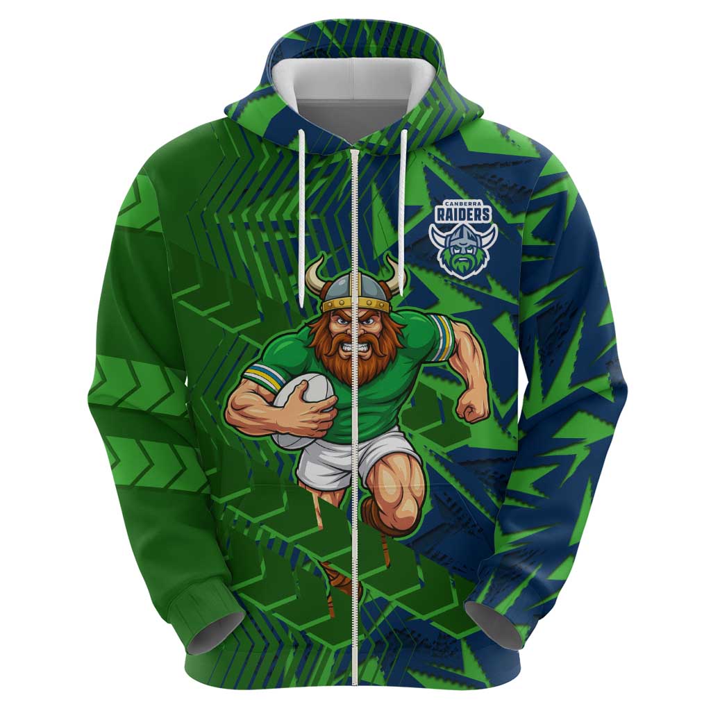 Canberra Raiders Rugby Hoodie Fierce Mascot Geometric Tribal Art