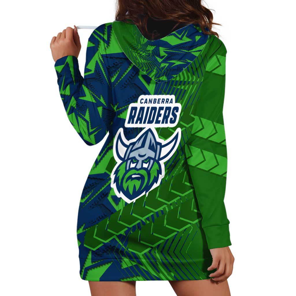 Canberra Raiders Rugby Hoodie Dress Fierce Mascot Geometric Tribal Art
