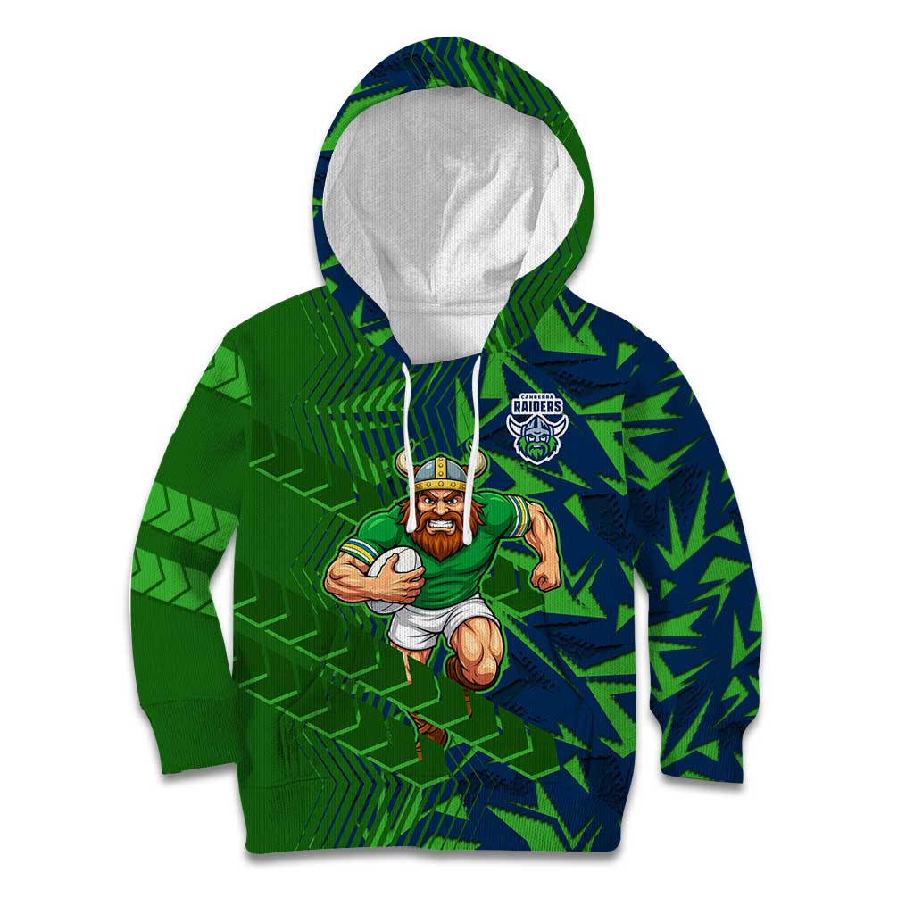 Canberra Raiders Rugby Kid Hoodie Fierce Mascot Geometric Tribal Art