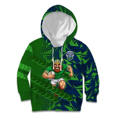 Canberra Raiders Rugby Kid Hoodie Fierce Mascot Geometric Tribal Art