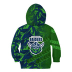 Canberra Raiders Rugby Kid Hoodie Fierce Mascot Geometric Tribal Art