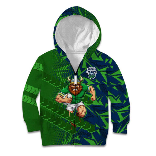 Canberra Raiders Rugby Kid Hoodie Fierce Mascot Geometric Tribal Art
