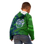 Canberra Raiders Rugby Kid Hoodie Fierce Mascot Geometric Tribal Art