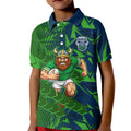Canberra Raiders Rugby Kid Polo Shirt Fierce Mascot Geometric Tribal Art
