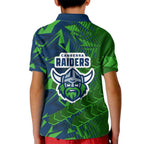 Canberra Raiders Rugby Kid Polo Shirt Fierce Mascot Geometric Tribal Art