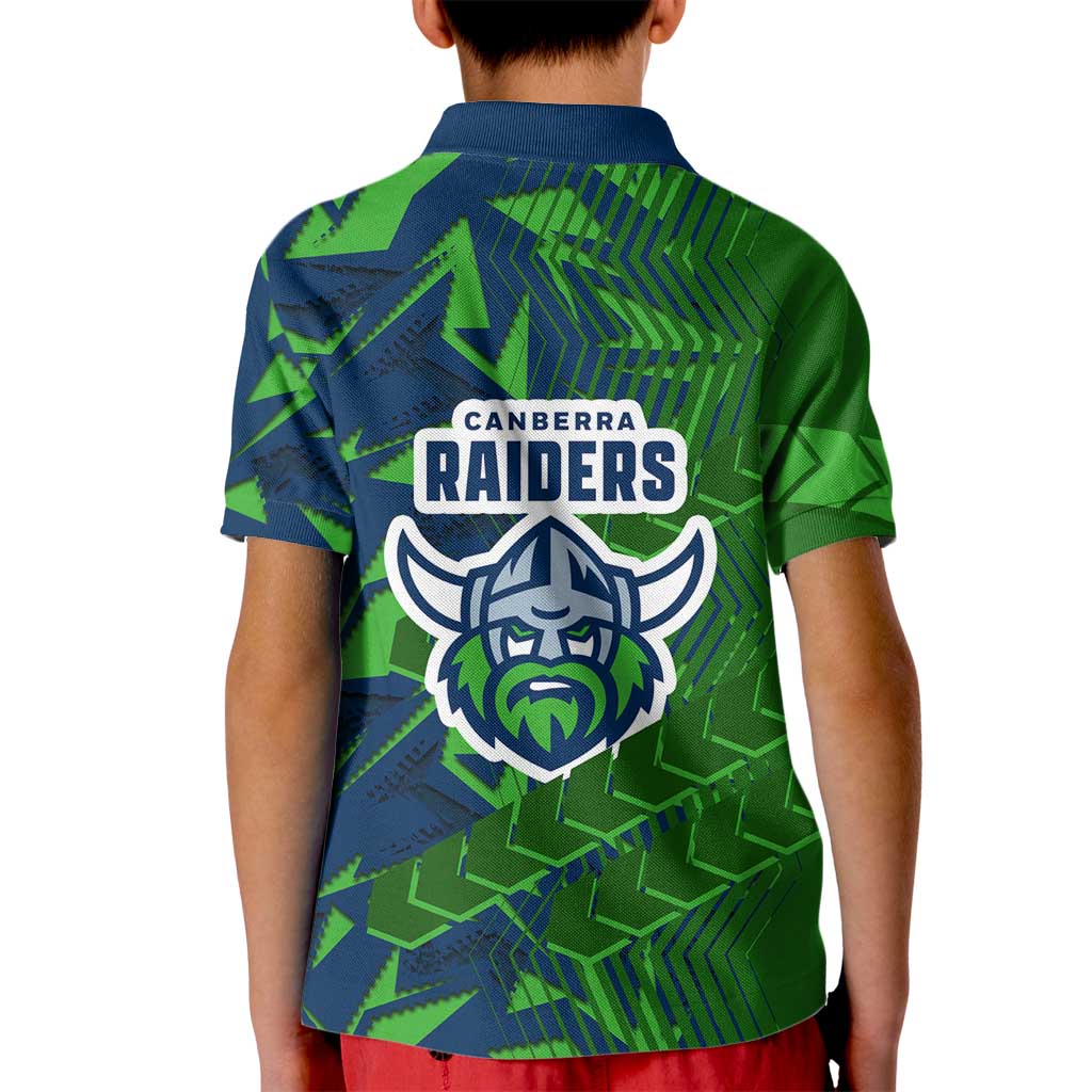 Canberra Raiders Rugby Kid Polo Shirt Fierce Mascot Geometric Tribal Art