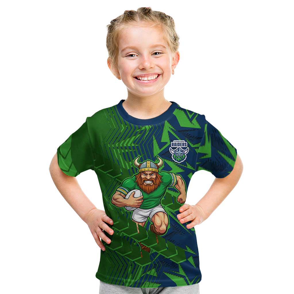 Canberra Raiders Rugby Kid T Shirt Fierce Mascot Geometric Tribal Art