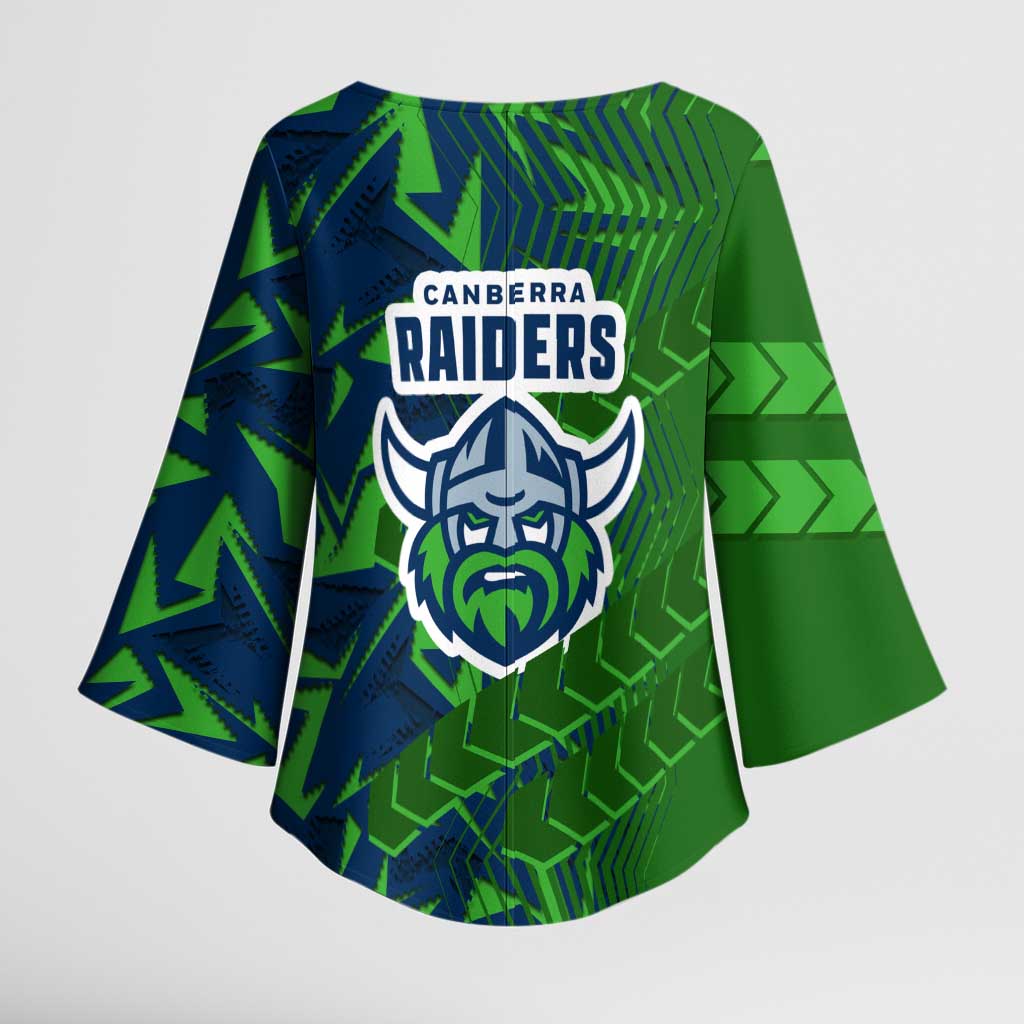 Canberra Raiders Rugby Kimono Sleeve Blouse Fierce Mascot Geometric Tribal Art