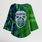 Canberra Raiders Rugby Kimono Sleeve Blouse Fierce Mascot Geometric Tribal Art