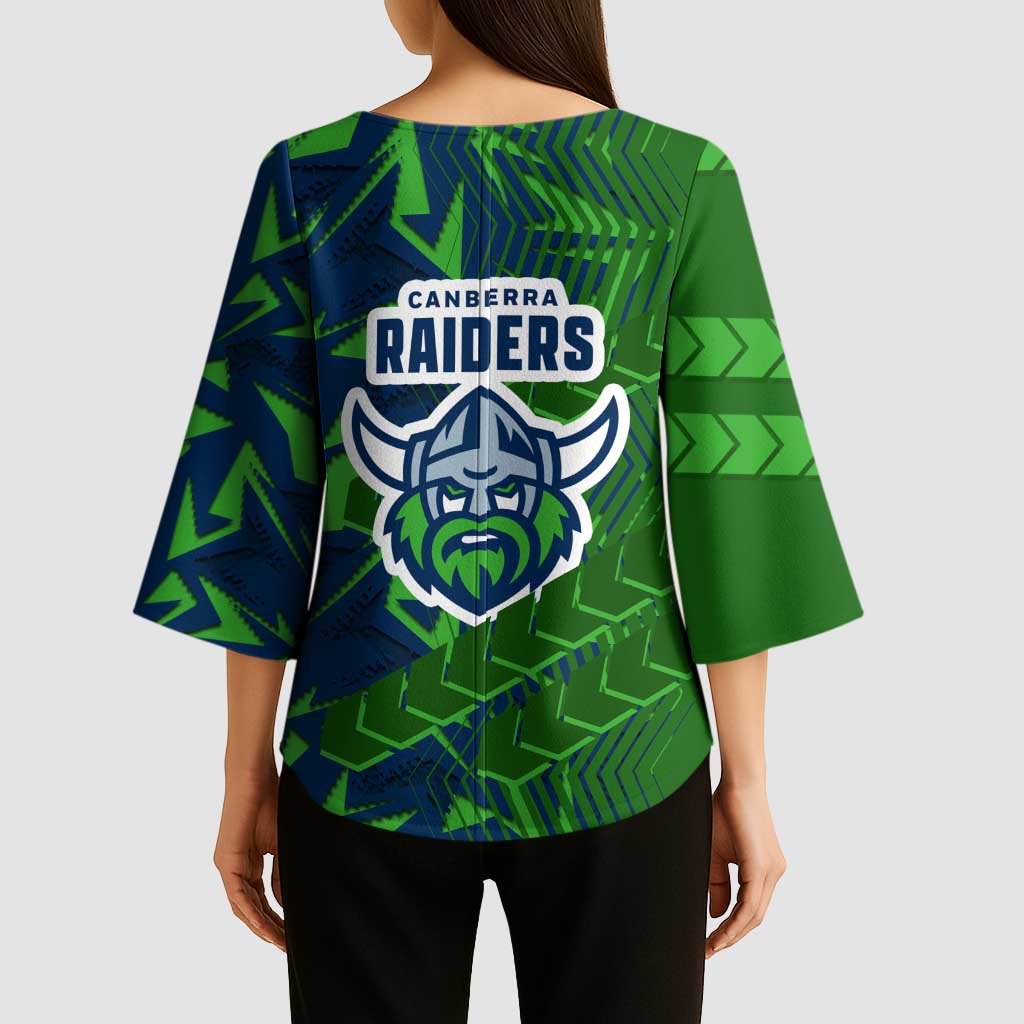 Canberra Raiders Rugby Kimono Sleeve Blouse Fierce Mascot Geometric Tribal Art