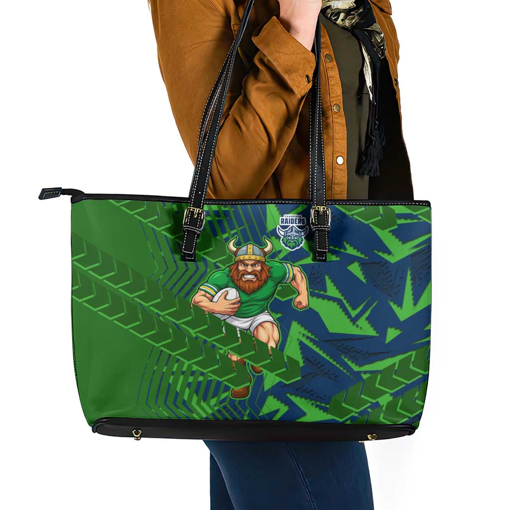 Canberra Raiders Rugby Leather Tote Bag Fierce Mascot Geometric Tribal Art