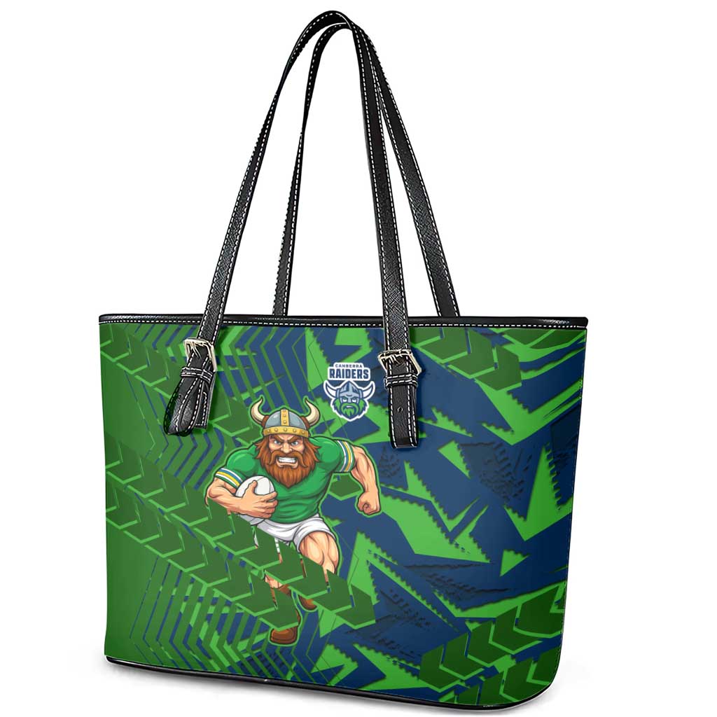 Canberra Raiders Rugby Leather Tote Bag Fierce Mascot Geometric Tribal Art
