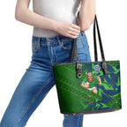 Canberra Raiders Rugby Leather Tote Bag Fierce Mascot Geometric Tribal Art