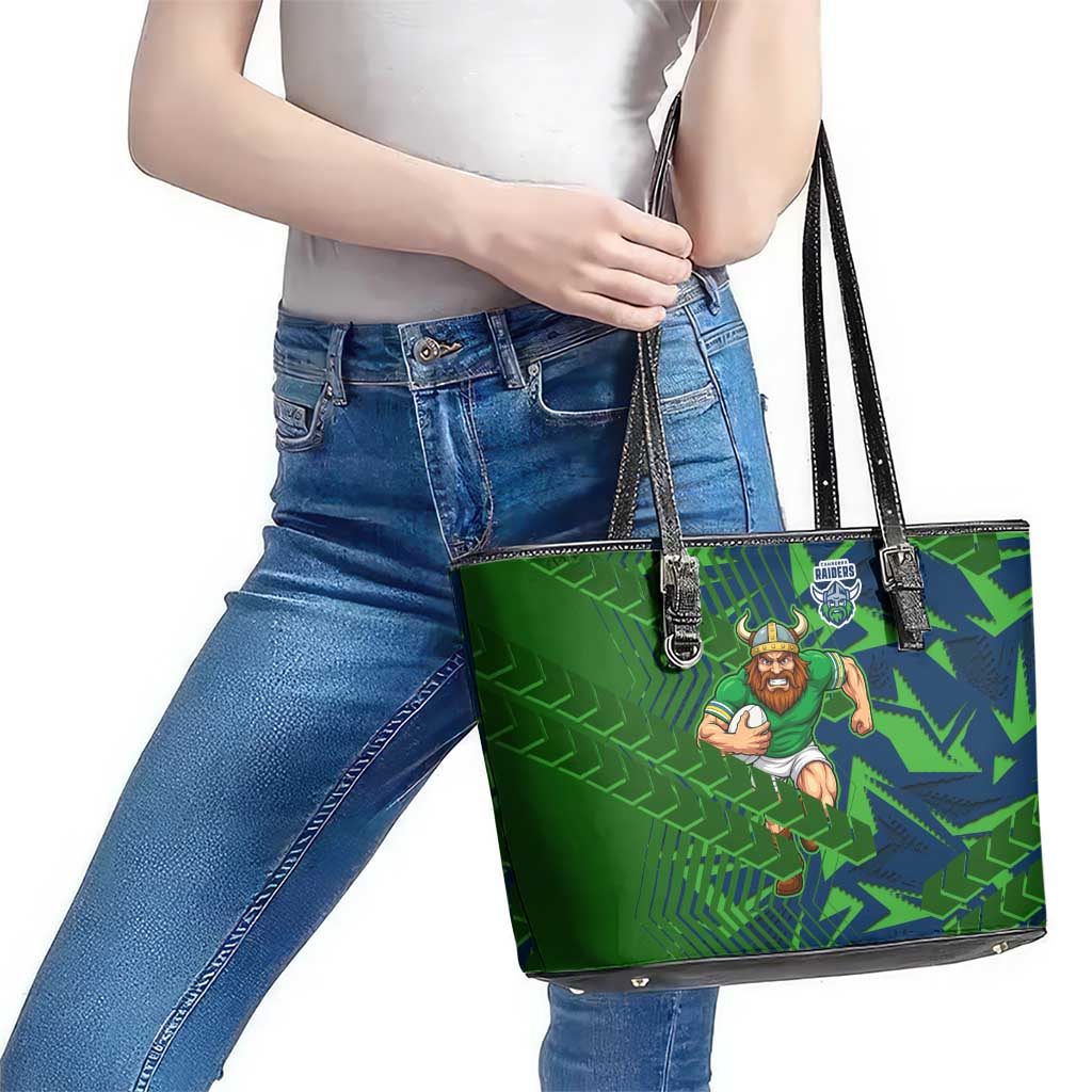 Canberra Raiders Rugby Leather Tote Bag Fierce Mascot Geometric Tribal Art