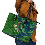 Canberra Raiders Rugby Leather Tote Bag Fierce Mascot Geometric Tribal Art