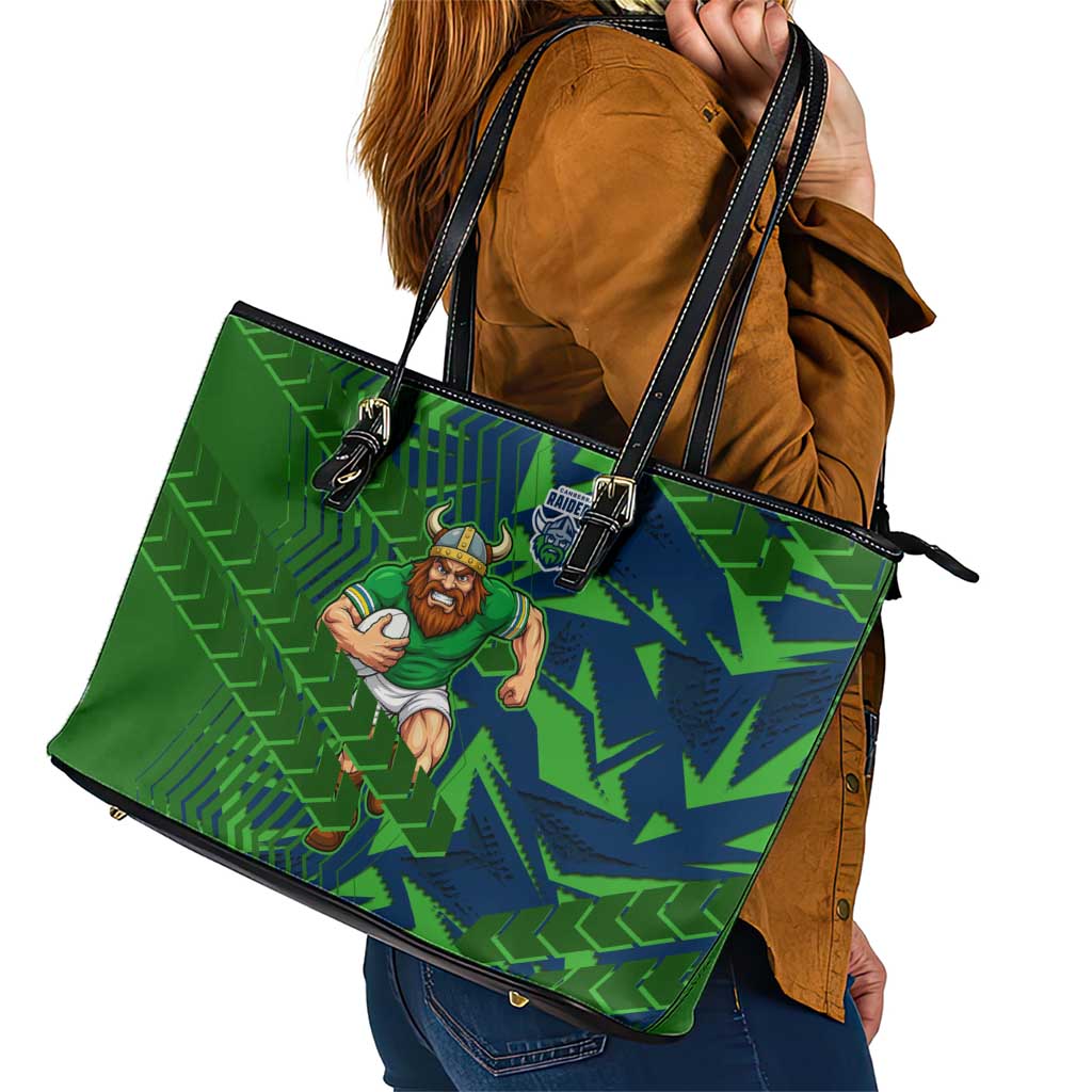 Canberra Raiders Rugby Leather Tote Bag Fierce Mascot Geometric Tribal Art