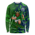 Canberra Raiders Rugby Long Sleeve Shirt Fierce Mascot Geometric Tribal Art