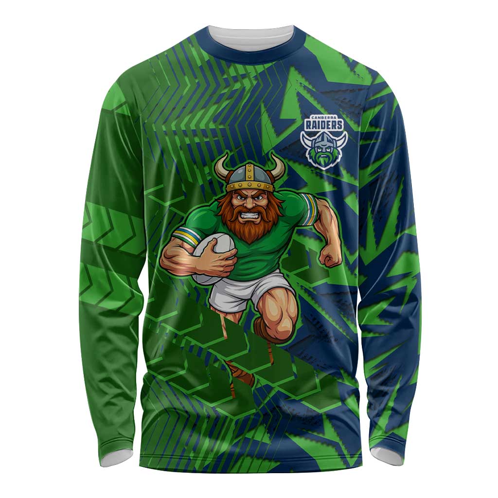Canberra Raiders Rugby Long Sleeve Shirt Fierce Mascot Geometric Tribal Art