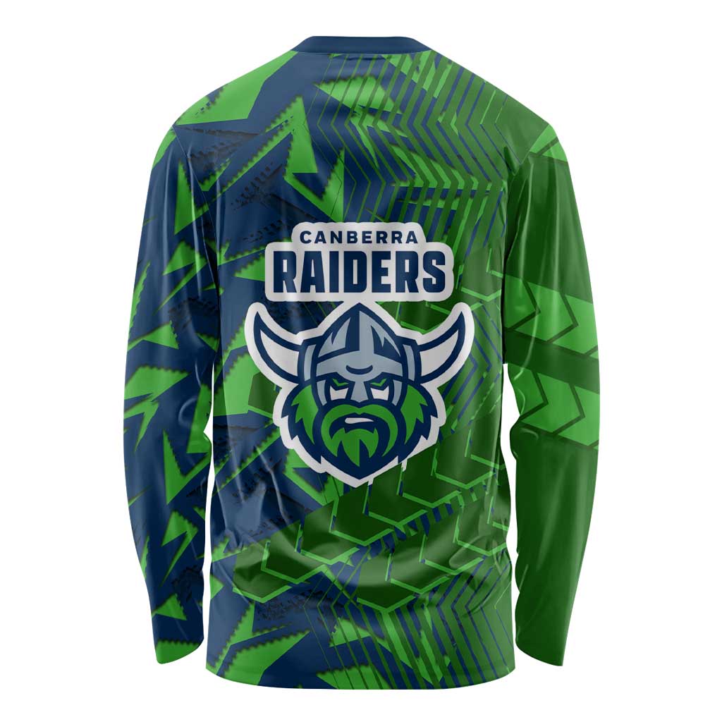 Canberra Raiders Rugby Long Sleeve Shirt Fierce Mascot Geometric Tribal Art
