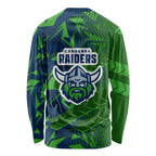 Canberra Raiders Rugby Long Sleeve Shirt Fierce Mascot Geometric Tribal Art