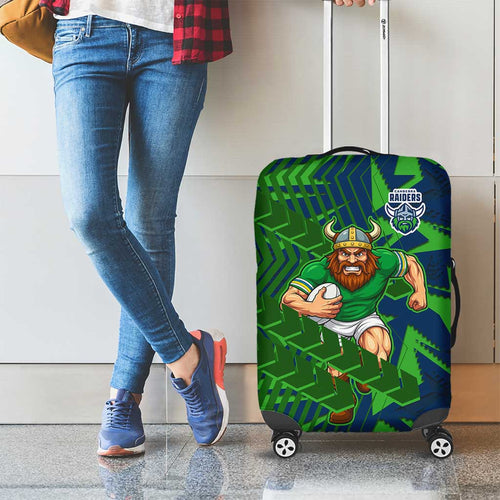 Canberra Raiders Rugby Luggage Cover Fierce Mascot Geometric Tribal Art