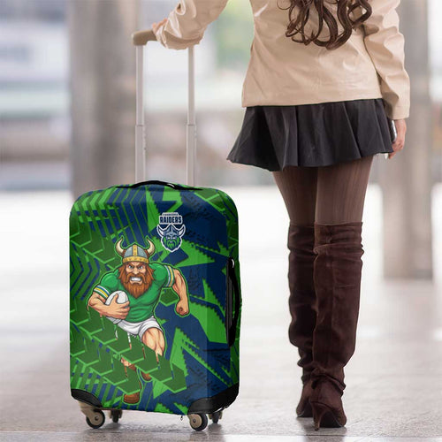 Canberra Raiders Rugby Luggage Cover Fierce Mascot Geometric Tribal Art