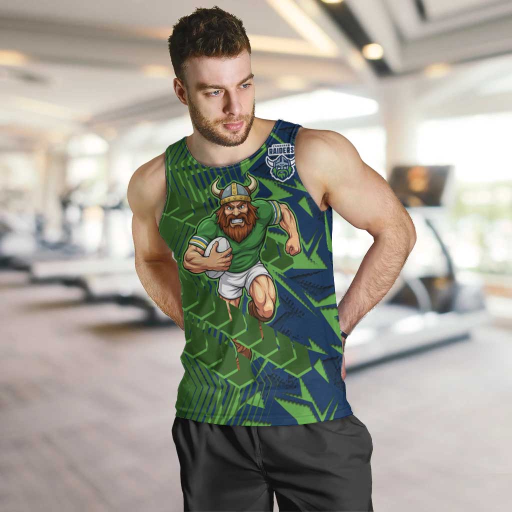 Canberra Raiders Rugby Men Tank Top Fierce Mascot Geometric Tribal Art